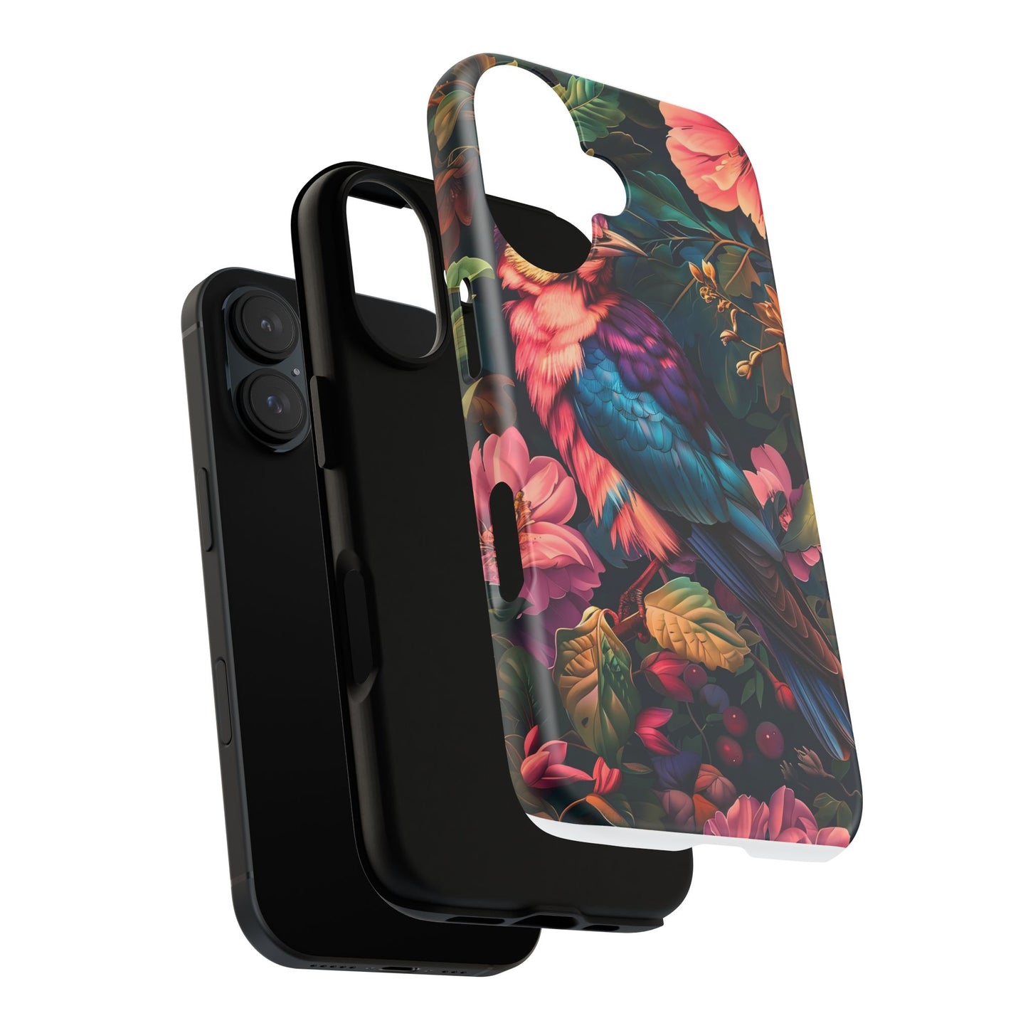 Tough Cases: Vibrant Tropical Bird Phone Case, Floral Smartphone Cover, Nature Lover Gift, Boho Phone Accessory, Cute Bird Case