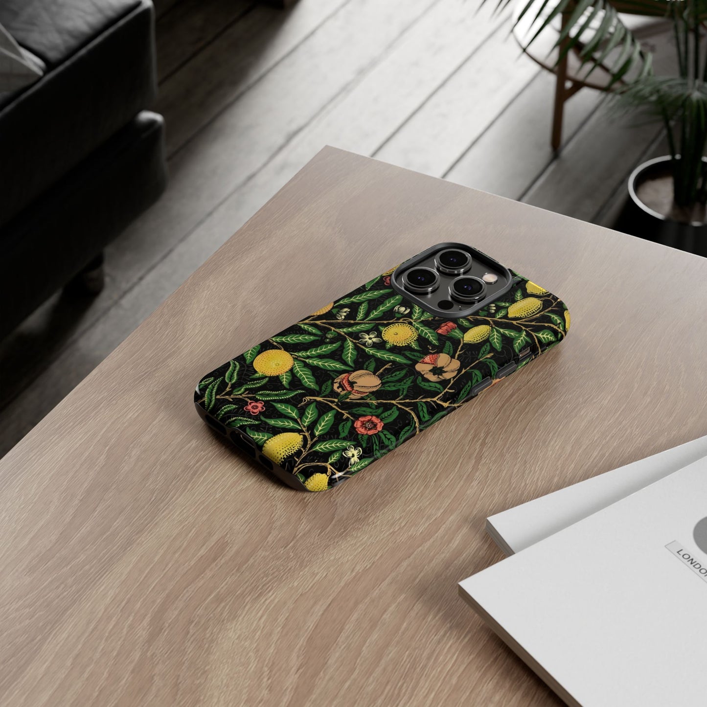 Tough Cases Phone Case, Floral Phone Cover, Tough Phone Protection, Gift for Plant Lovers, Black Background, Eco-Friendly Design