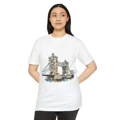 Unisex CVC Jersey T-shirt - London Bridge - Iconic Landmark and Historical Beauty