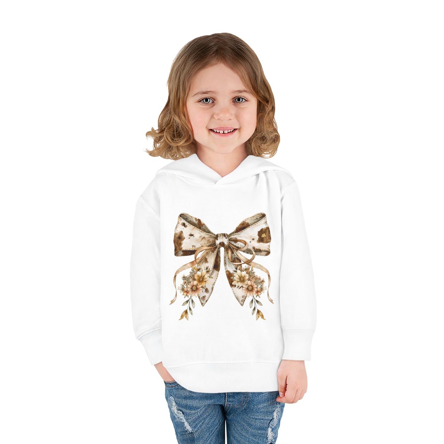 Floral Bow Toddler Hoodie - Cozy Pullover for Little Ones