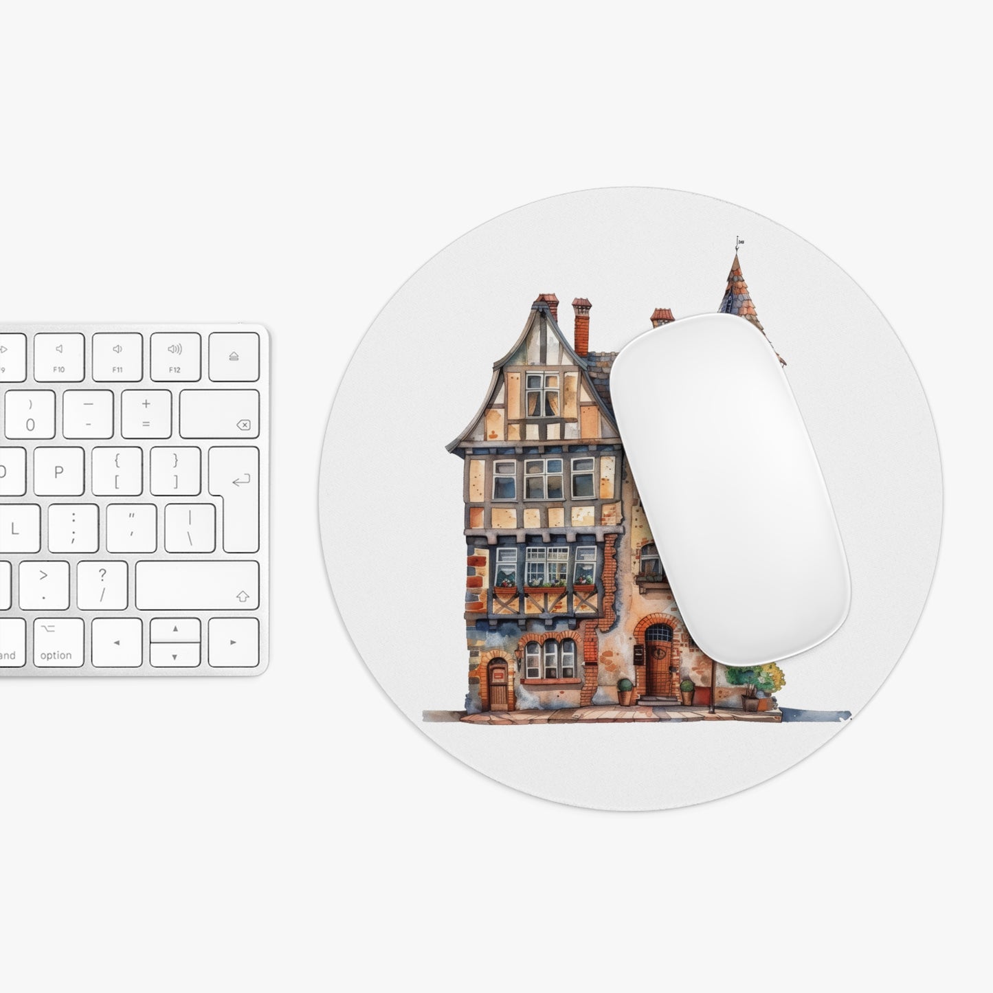 Charming Vintage House Mouse Pad, Artistic Desk Accessory, Gift for Home Office, Unique Computer Mat, Eco-Friendly Mousepad