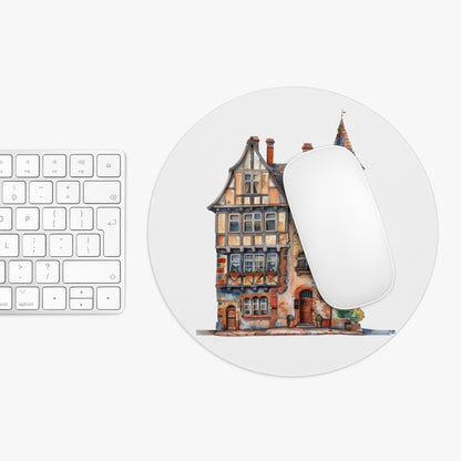 Charming Vintage House Mouse Pad, Artistic Desk Accessory, Gift for Home Office, Unique Computer Mat, Eco-Friendly Mousepad
