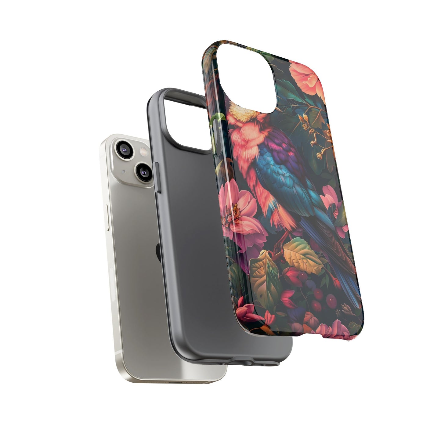 Tough Cases: Vibrant Tropical Bird Phone Case, Floral Smartphone Cover, Nature Lover Gift, Boho Phone Accessory, Cute Bird Case