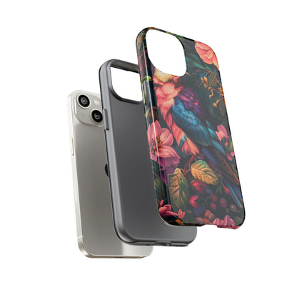 Tough Cases: Vibrant Tropical Bird Phone Case, Floral Smartphone Cover, Nature Lover Gift, Boho Phone Accessory, Cute Bird Case