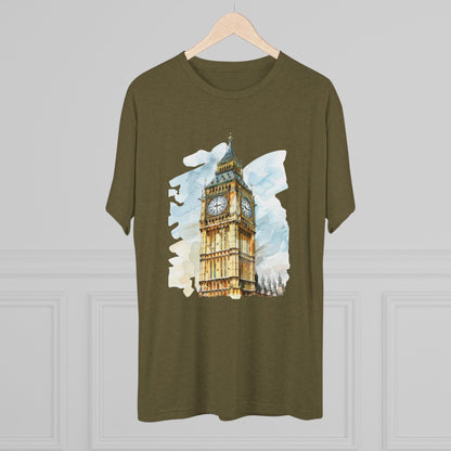 Iconic Big Ben Clock Tower Soft  Unisex Tri-Blend Crew Tee