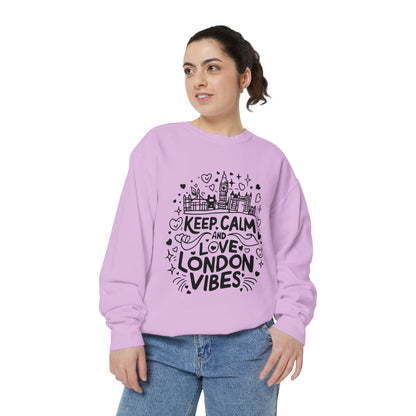 Unisex Garment-Dyed Sweatshirt - Keep Calm and Love London Vibes