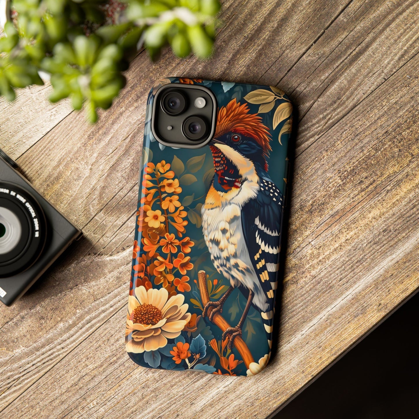 Tough Cases: Floral Bird Phone Case, Vintage Style Cover, Nature Lover Gift, Botanical Design, Spring Inspire Fashion