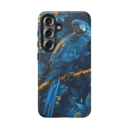 Tough Cases - Vibrant Blue Parrot Phone Case, Tropical Bird Phone Cover, Nature Lover Gift, Eco-Friendly Accessories, Unique Wildlife Decor