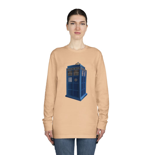 Long Sleeve Crewneck Tee - British Police Public Call Box - Iconic TARDIS Design