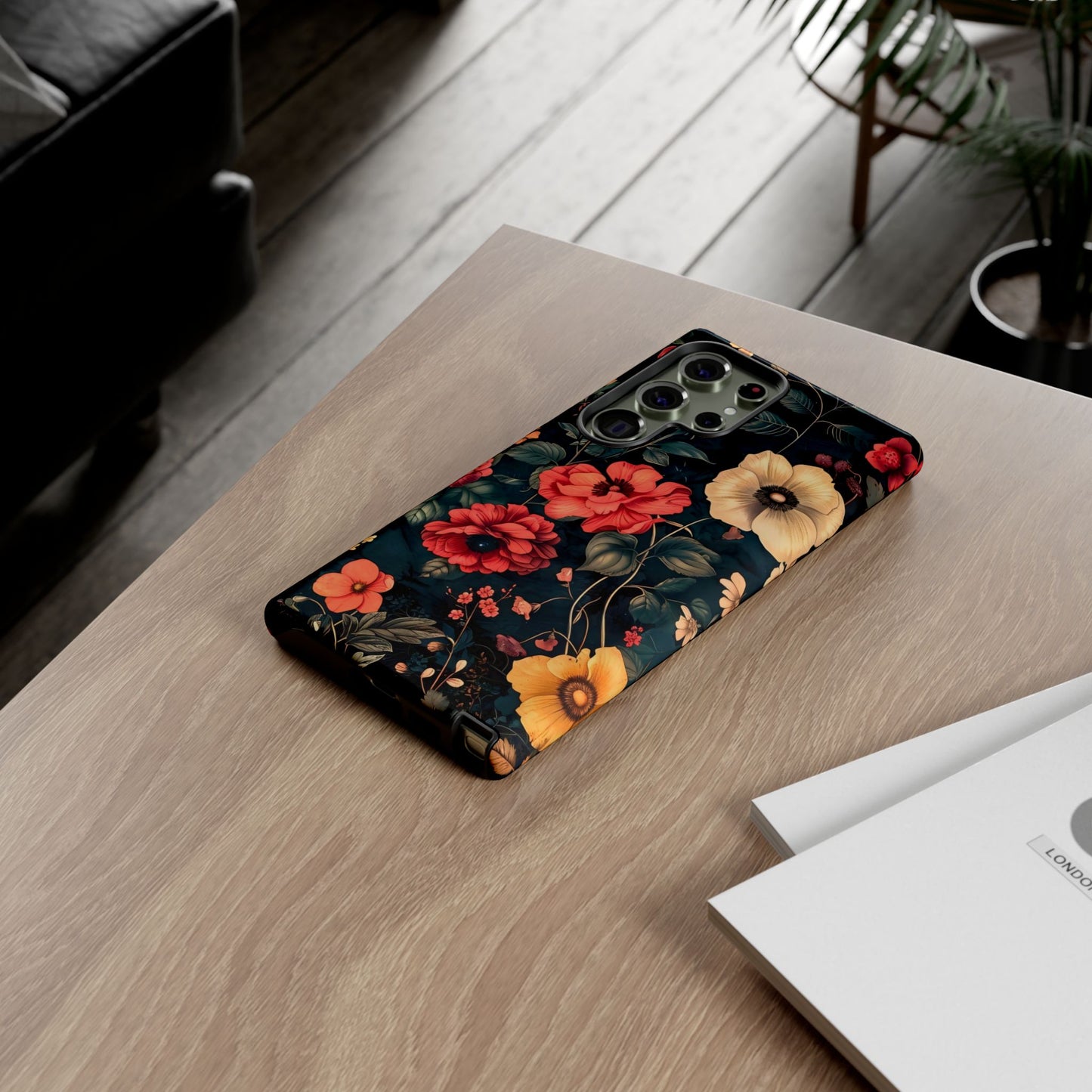 Floral Phone Case, Tough Cases, Flower Motif, Protective Cover, Gift for Her, Floral Design, Spring Accessory