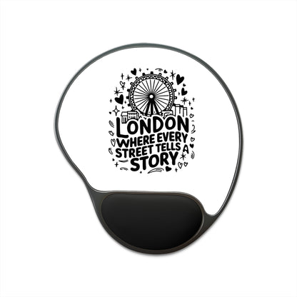 London-Themed Mouse Pad with Wrist Rest, Desk Accessory, Ideal Gift for Travelers, Home Office Decor, Unique Gift for London Lovers