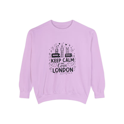 Unisex Garment-Dyed Sweatshirt Cozy - Keep Calm and Love London