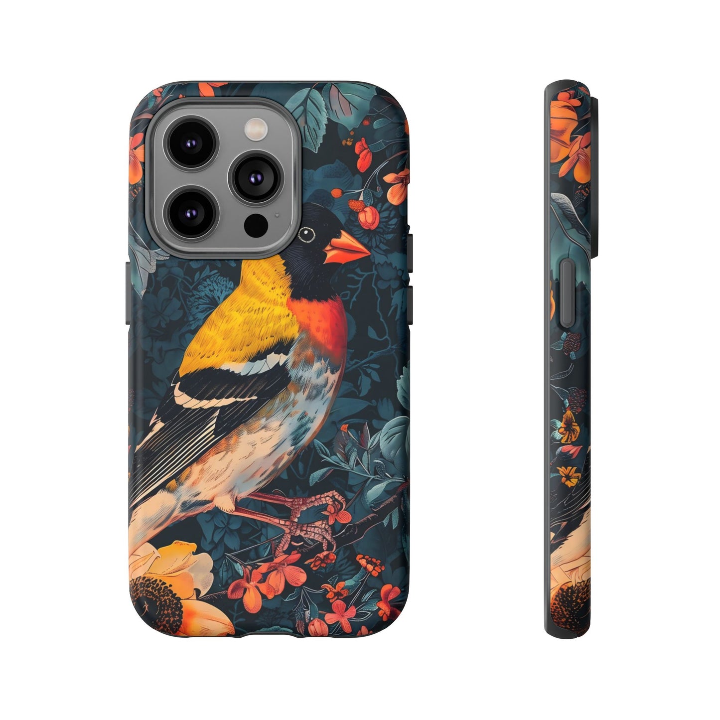 Colorful Bird Phone Case, Floral Phone Cover, Tough Phone Protector, Nature Lover Gift, Botanical Case, Unique Mobile Accessory