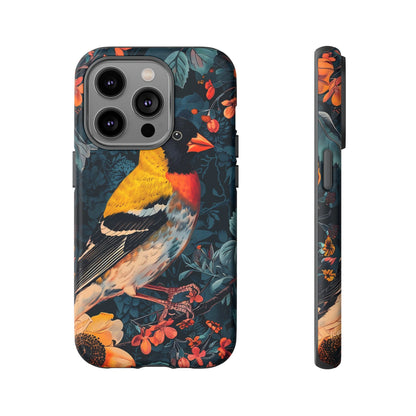 Colorful Bird Phone Case, Floral Phone Cover, Tough Phone Protector, Nature Lover Gift, Botanical Case, Unique Mobile Accessory