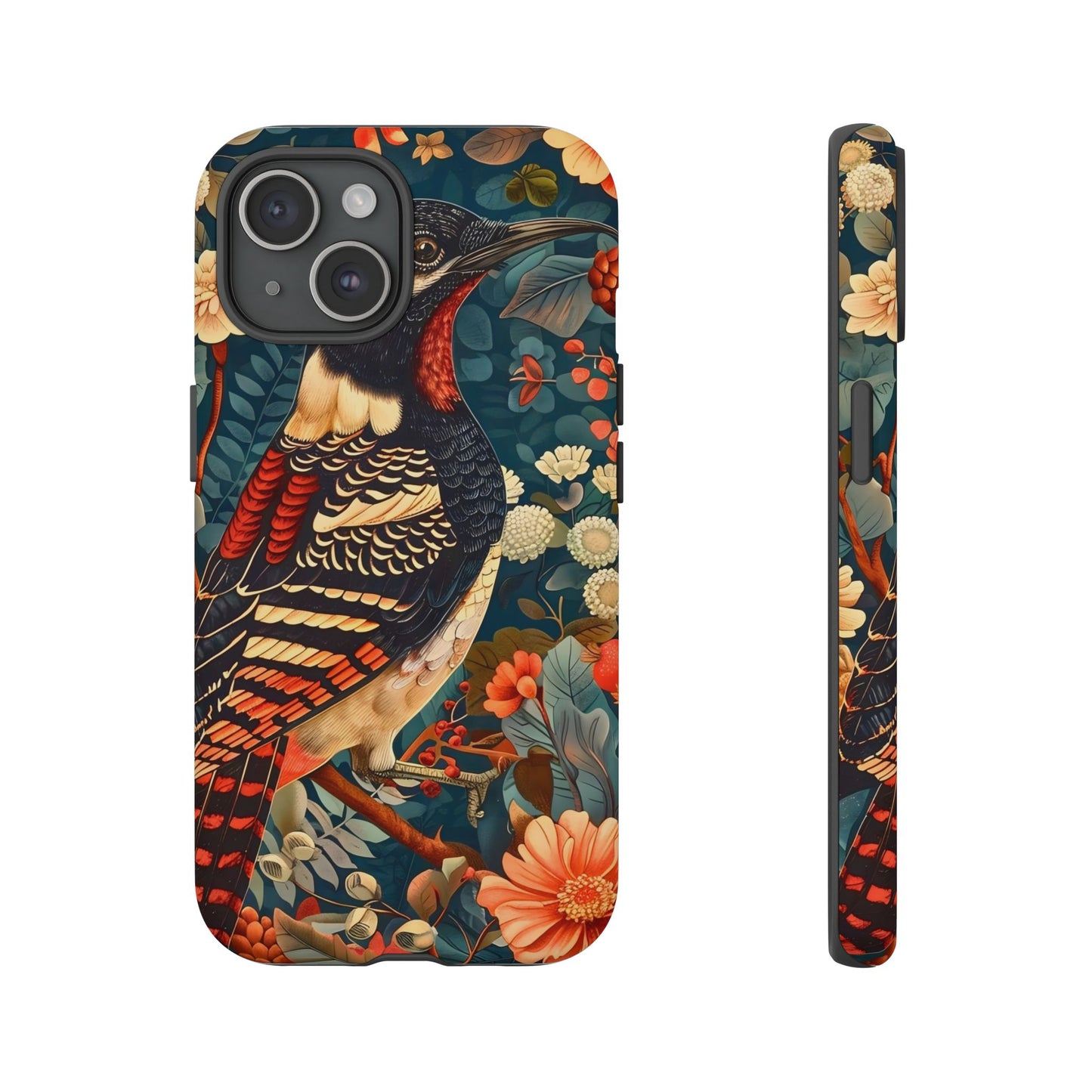 Nature-Inspired Phone Case with Floral Art, Tough Phone Cover, Protective Case, Gift for Nature Lovers, Unique Phone Accessory