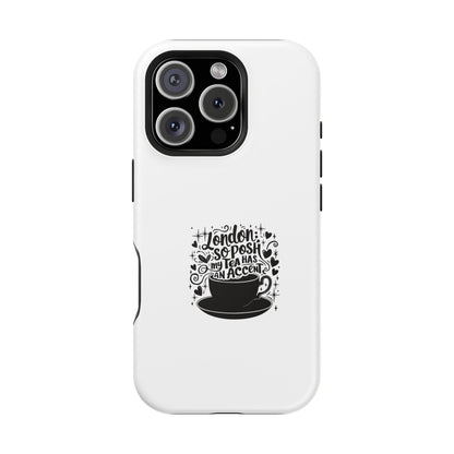 Stylish Magnetic Tough Case for Phone, Gift for Tea Lovers, Custom Phone Cover, London Tea Design, Durable Mobile Protector