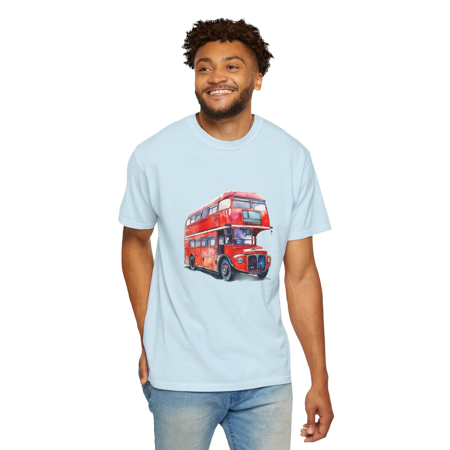 Unisex Garment-Dyed T-shirt - Timeless London Transport: The Red Bus