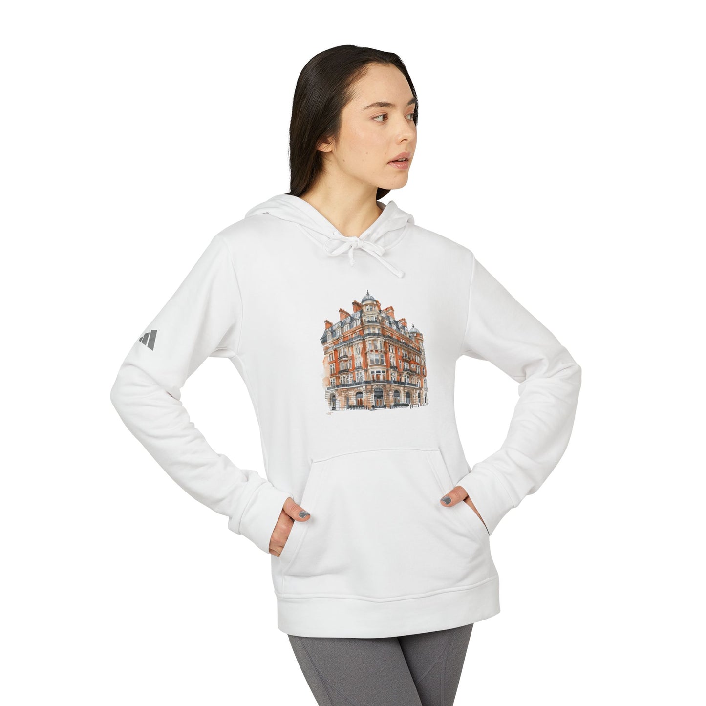adidas Unisex Fleece Hoodie - Classic British Architecture - Elegant Historic Building