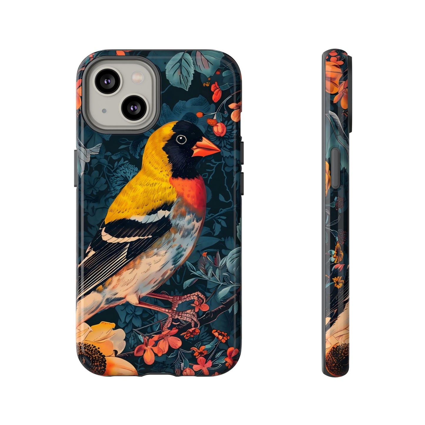 Colorful Bird Phone Case, Floral Phone Cover, Tough Phone Protector, Nature Lover Gift, Botanical Case, Unique Mobile Accessory