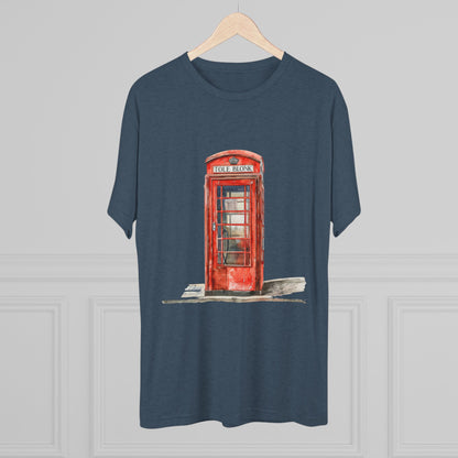 Iconic British Public Telephone - Classic Red Phone Box Unisex Tri-Blend Crew Tee