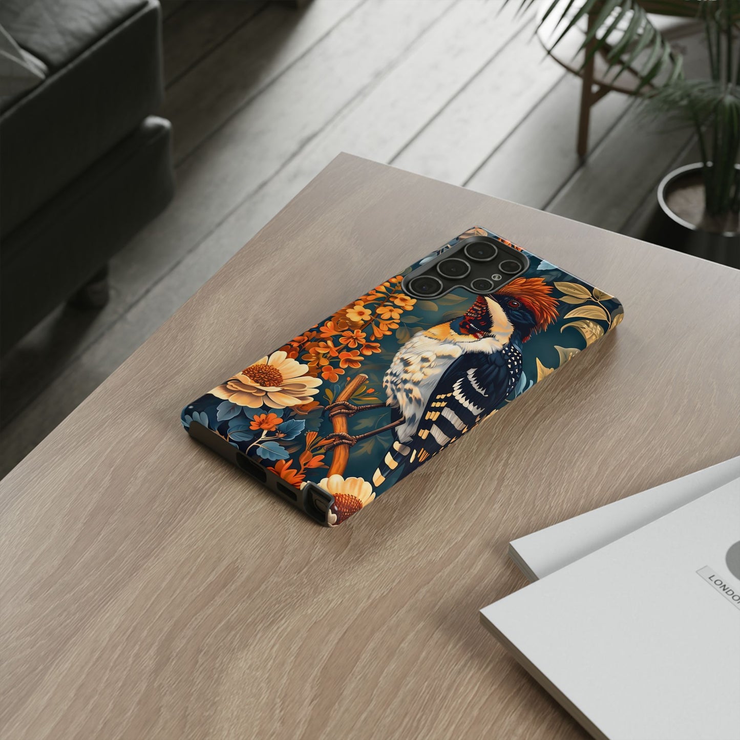 Tough Cases: Floral Bird Phone Case, Vintage Style Cover, Nature Lover Gift, Botanical Design, Spring Inspire Fashion