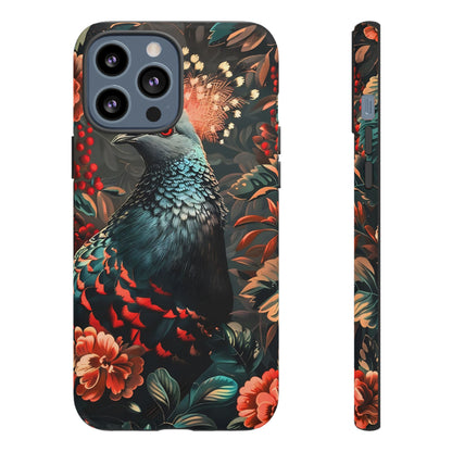 Floral Peacock Phone Case, Tough Cases, Artistic Phone Cover, Unique Gift, Nature Lover Accessory, Protective Case