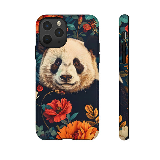 Panda Floral Phone Case, Tough Cases, Cute Animal Case, Floral Design, Gifts for Animal Lovers, Phone Accessories