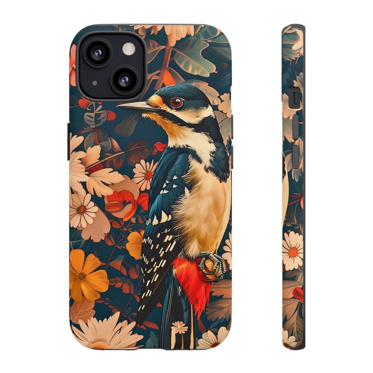 Artistic Bird Phone Case, Unique Tough Cases for Nature Lovers, Floral Design, Cute Gift, Customized Phone Accessories