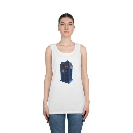 Unisex Heavy Cotton Tank Top - British Police Public Call Box - Iconic TARDIS Design