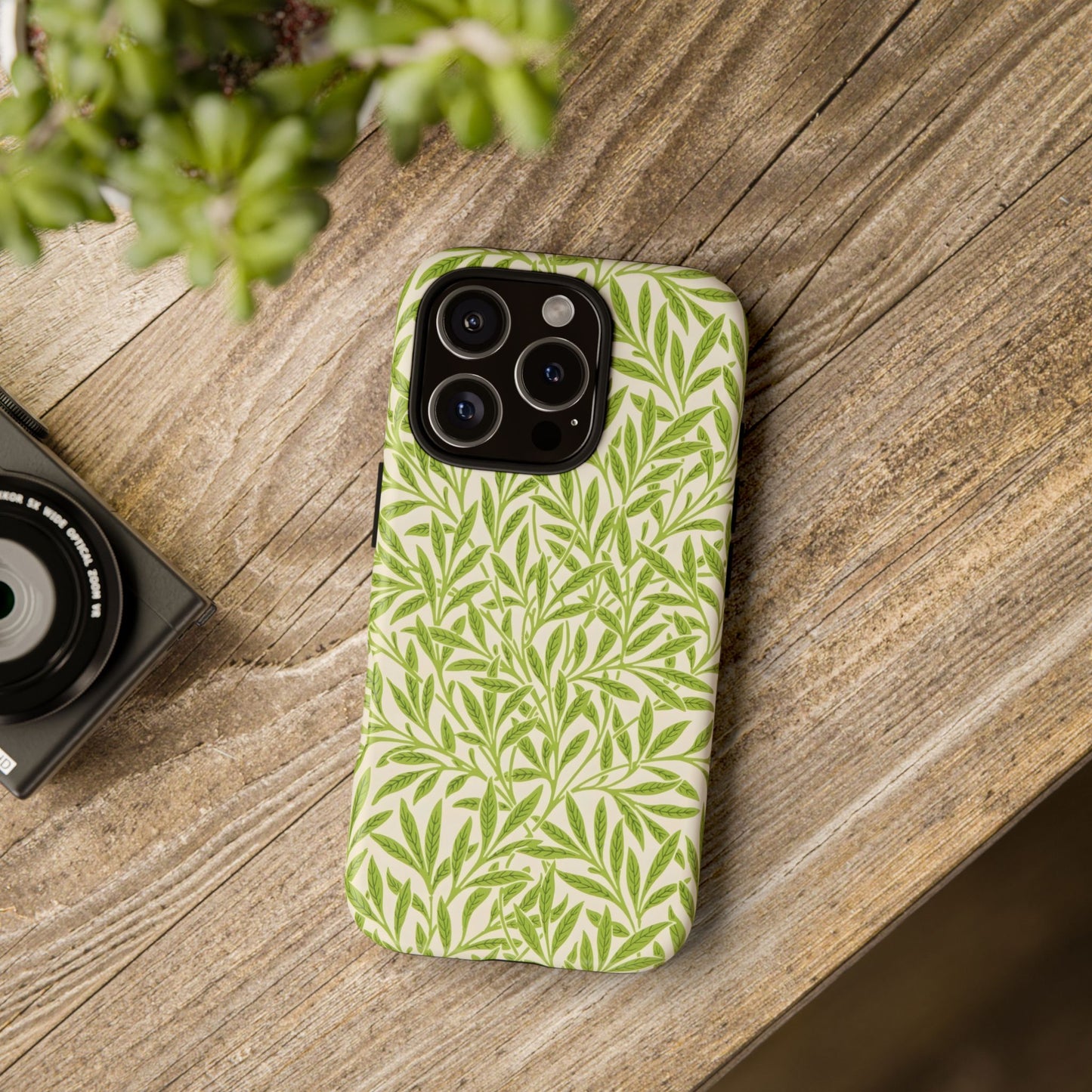Green Leaf iPhone Case, Tough Cases, Botanical Phone Protection, Eco-Friendly Cover, Nature Lover Gift, Trendy Cell Phone Accessory