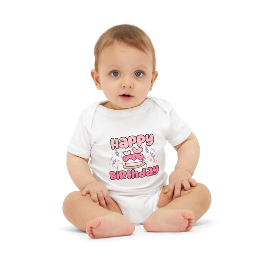 Happy Birthday Infant Jersey One Piece - Cute Baby Bodysuit for Celebrations