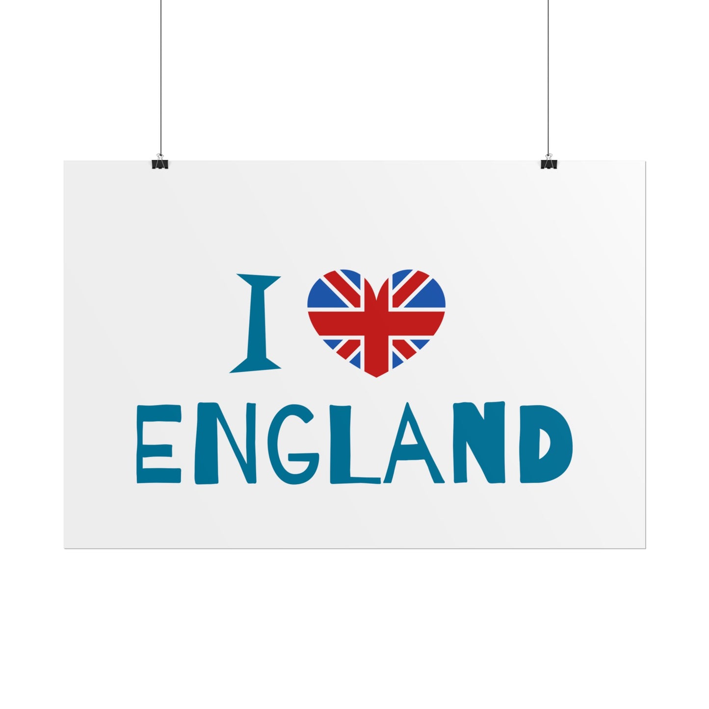 I Love England Rolled Poster - UK Travel Decor, Gift for Britains, Wall Art for Home, London Souvenir, Love England
