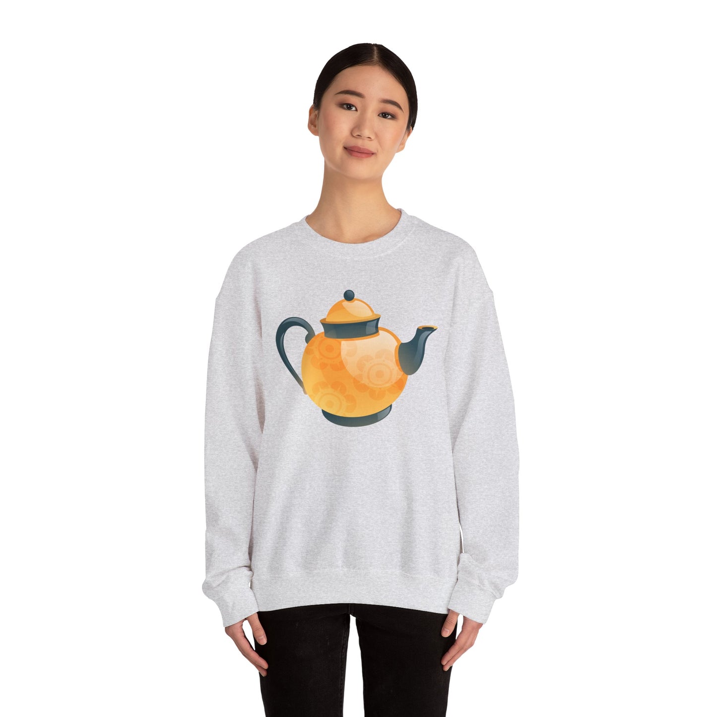 Unisex Heavy Blend™ Crewneck Sweatshirt - Classic British Tea Kettle - Timeless Elegance in Tea Time
