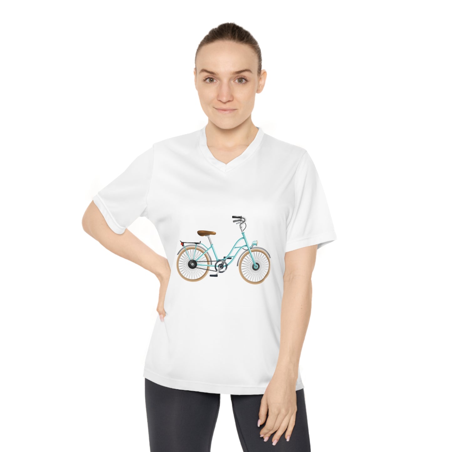 Women's V-Neck T-Shirt - Activewear for Cycling Enthusiasts - Bicycle Design