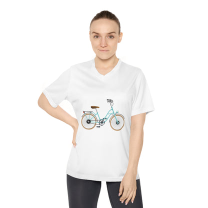Women's V-Neck T-Shirt - Activewear for Cycling Enthusiasts - Bicycle Design