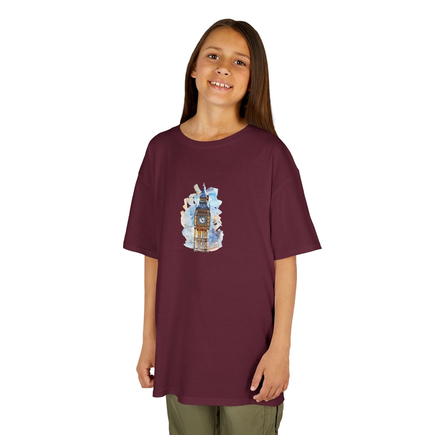 Kids Tee - London's Big Ben Landmark Painting -  Fun Graphic Shirt for Young Explorers