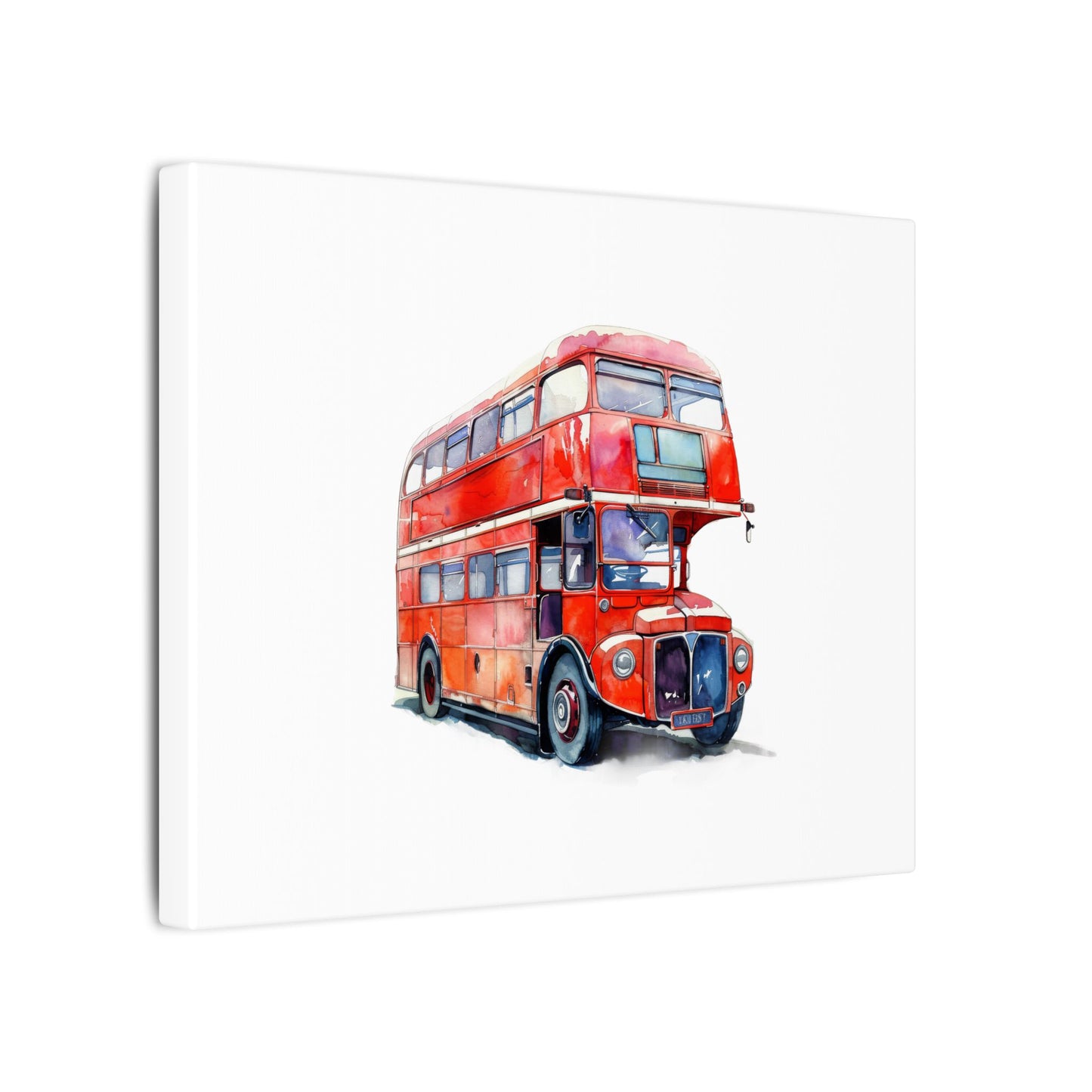 London Red Double-Decker Bus Art Canvas Print, Wall Decor for Travel Lovers, Home Office Gift, Unique Artwork for All Occasions