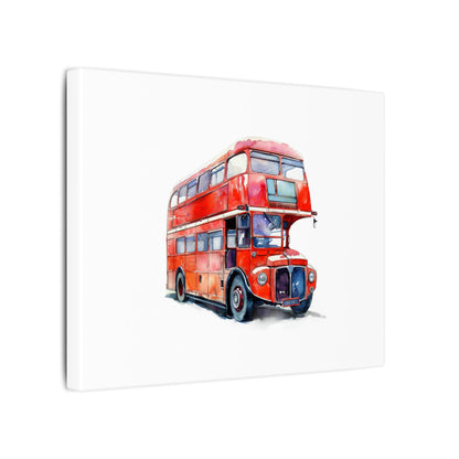 London Red Double-Decker Bus Art Canvas Print, Wall Decor for Travel Lovers, Home Office Gift, Unique Artwork for All Occasions