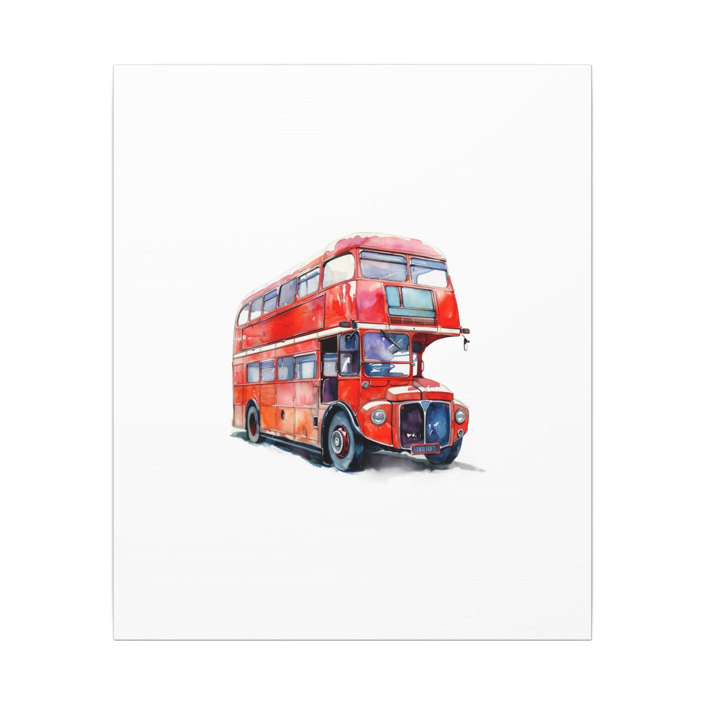 London Red Double-Decker Bus Art Canvas Print, Wall Decor for Travel Lovers, Home Office Gift, Unique Artwork for All Occasions
