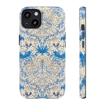 Elegant Floral Phone Case, Tough iPhone Cover, Stylish Mobile Protector, Blue Patterned Case, Unique Gift for Her