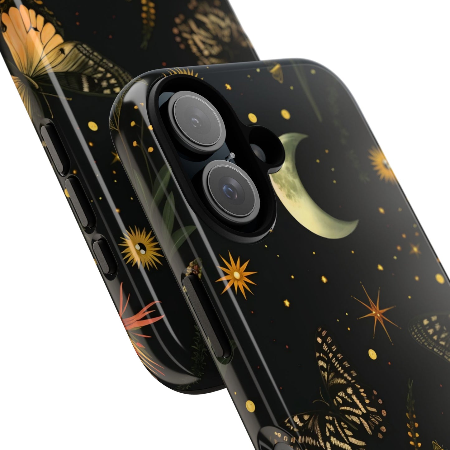 Floral Phone Case - Tough Cases with Moon and Butterflies, Bohemian Chic, Gift for Nature Lovers, Unique Tech Accessories, Stylish [...]