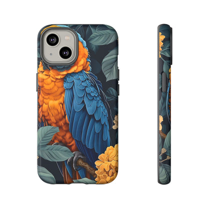 Tropical Parrot Phone Case - Tough Cases, Colorful Phone Cover, Nature Lover Gift, Floral Design, Bird Lover Accessory