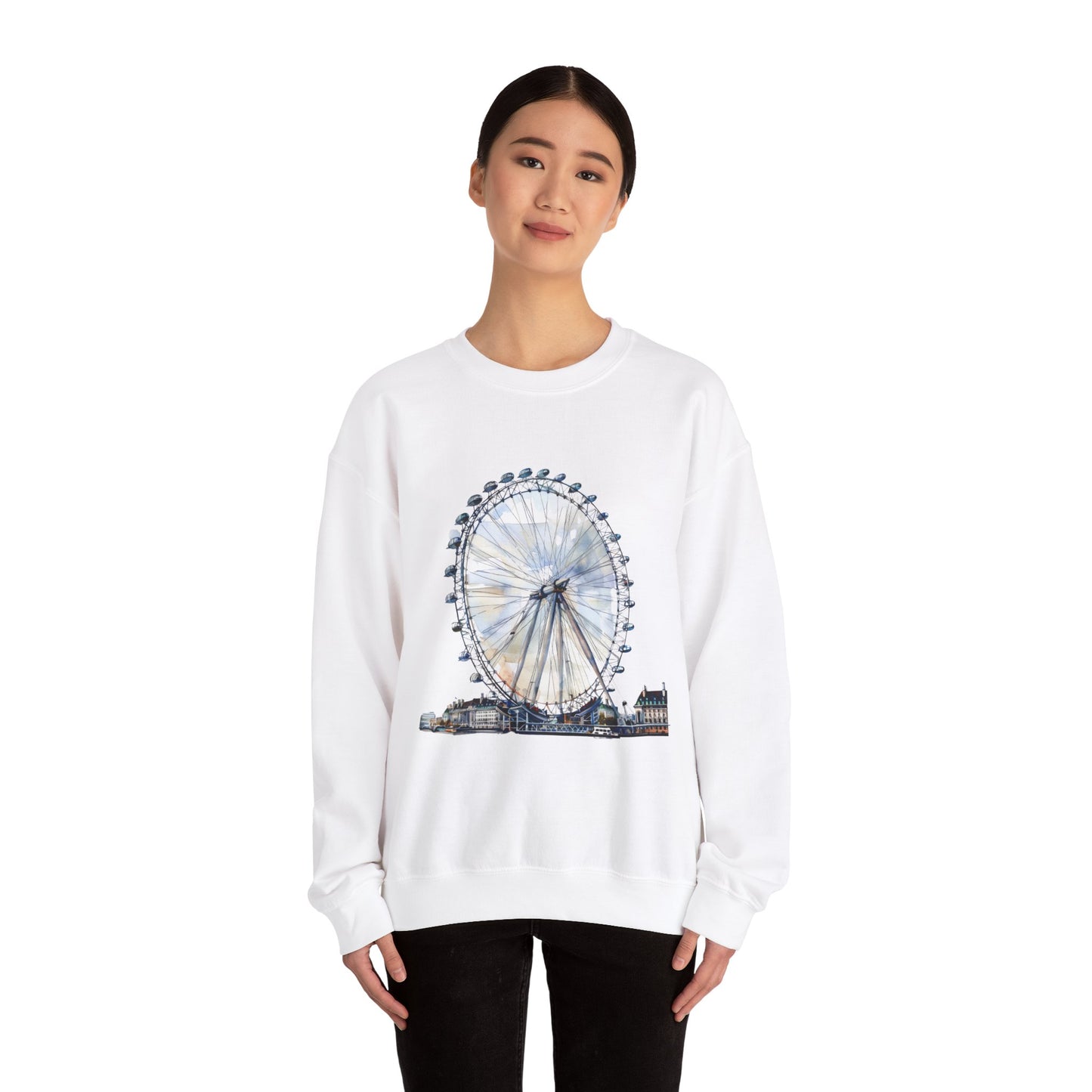 Unisex Heavy Blend™ Crewneck Sweatshirt - London Eye - Iconic Ferris Wheel