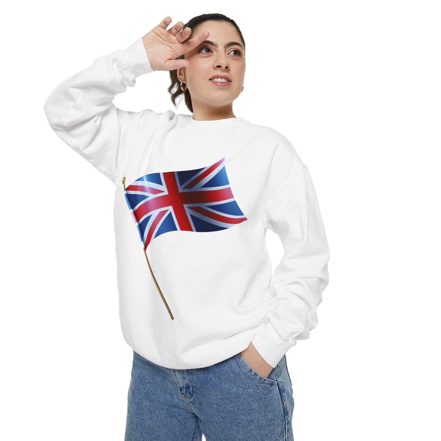 Unisex Garment-Dyed Sweatshirt - Classic UK Flag Design