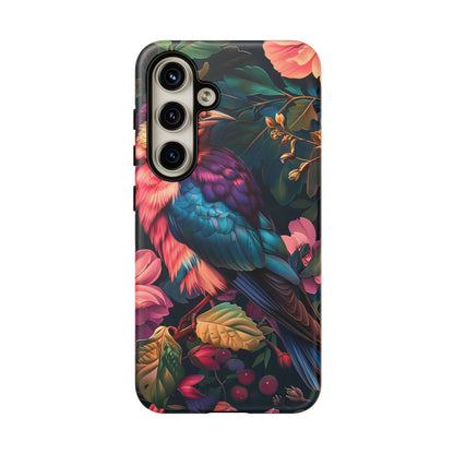 Vibrant Phone Case, Tropical Bird Design, Tough Phone Cover, Floral Tech Accessory, Gift for Nature Lovers