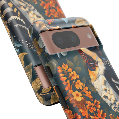 Tough Cases: Floral Bird Phone Case, Vintage Style Cover, Nature Lover Gift, Botanical Design, Spring Inspire Fashion