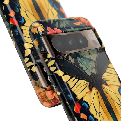 Butterfly Floral Phone Case, Art-inspire Tough Case, Gift for Nature Lovers, Butterfly Pattern Cover, Eco-Friendly Mobile Accessory