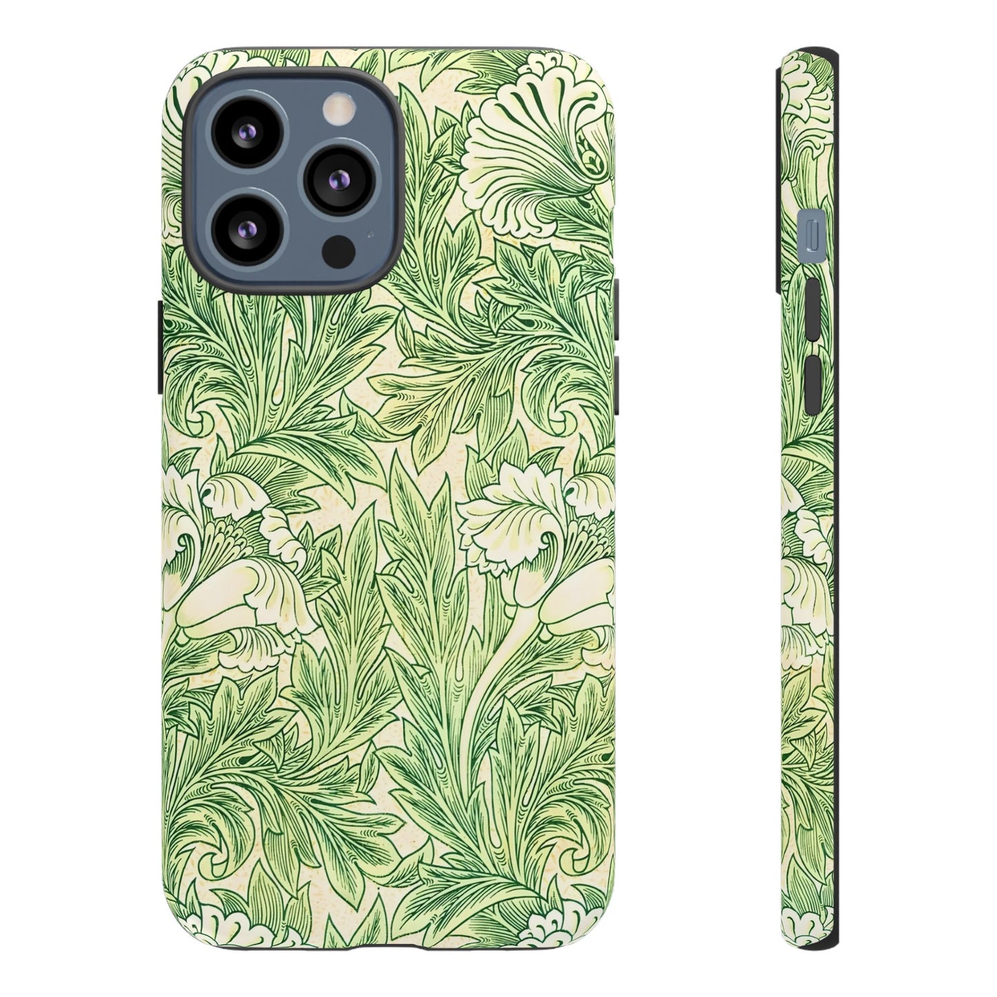 Green Floral Phone Case, Botanical iPhone Cover, Tough Phone Shell, Nature-inspired Gift, Eco-friendly Tech Accessory