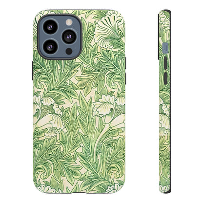 Green Floral Phone Case, Botanical iPhone Cover, Tough Phone Shell, Nature-inspired Gift, Eco-friendly Tech Accessory