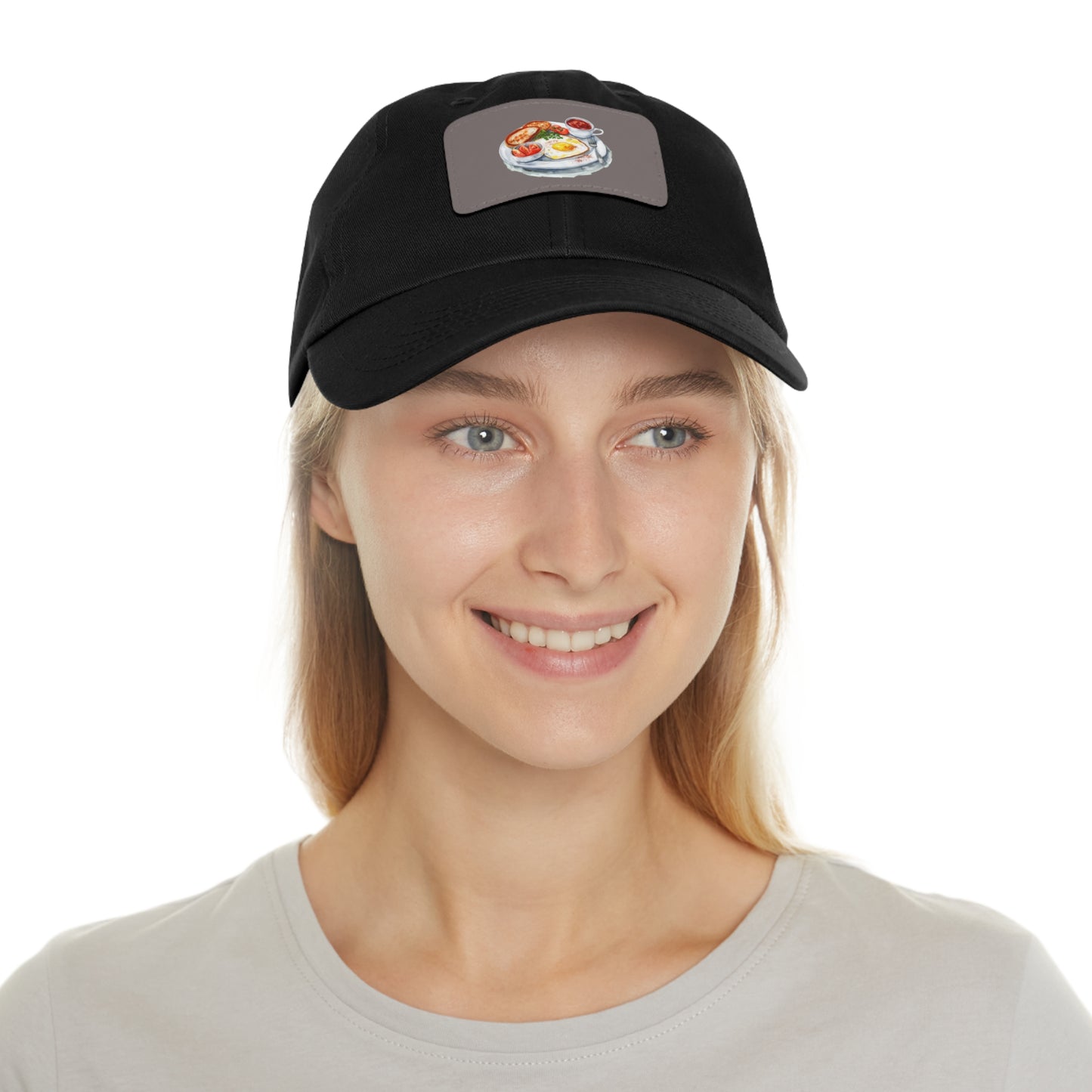 Stylish Dad Hat with Unique Leather Patch - Perfect for Food Lovers, Casual Outing, Gifts for Dad, Outdoor Events, Trendy Accessories